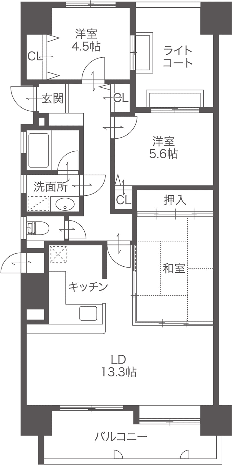 1,000万円未満の事例 Beforeの間取り図