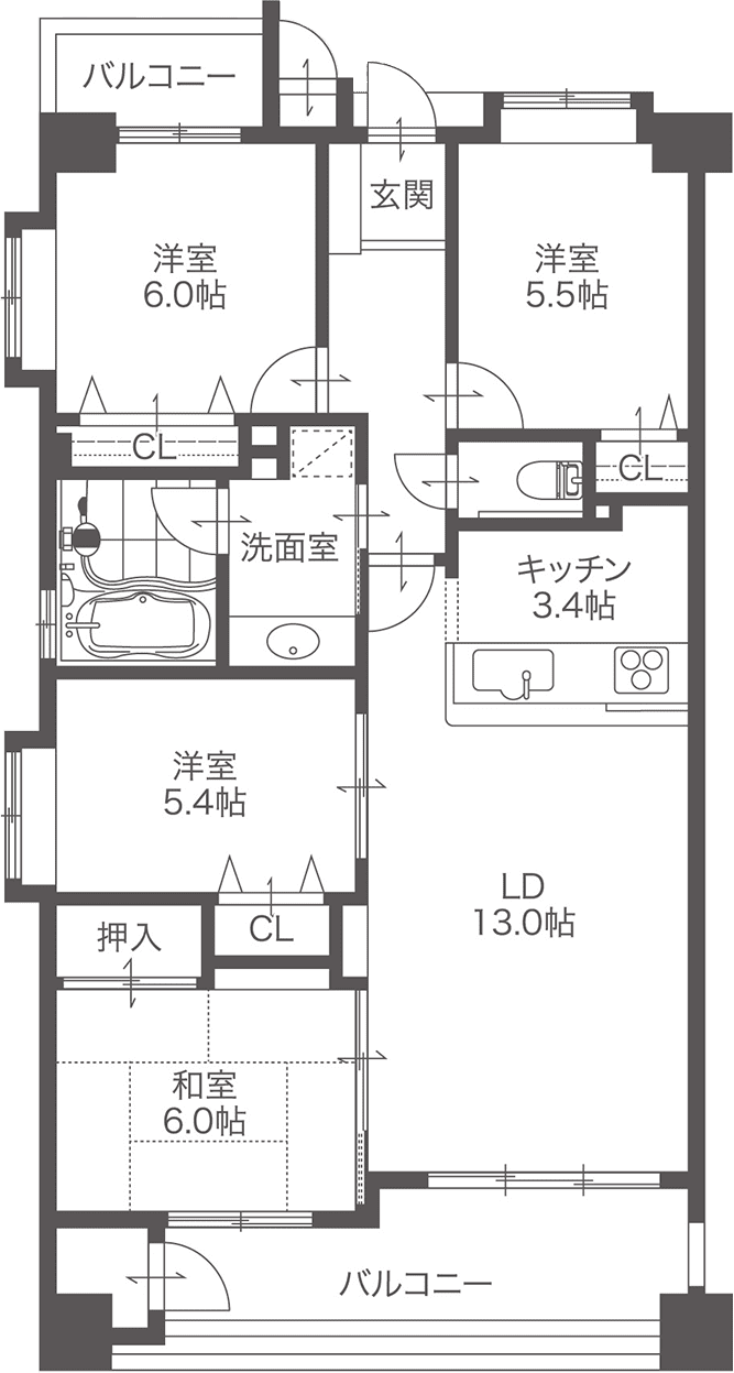 500万円未満の事例 Beforeの間取り図